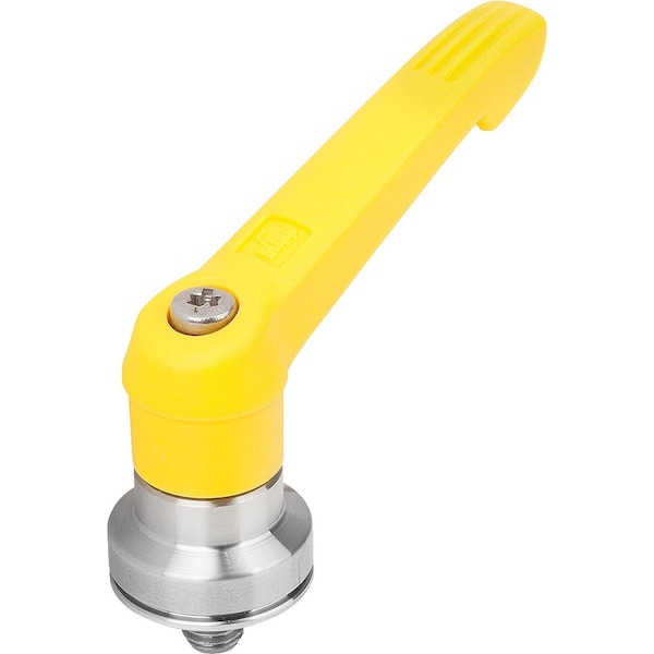 Adjustable Handle W Clamp Force Intensif Size:5 M12X50, Plastic Yellow Ral1021, Comp:Stainless Steel